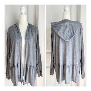 TORRID Peplum Hooded Cardigan Gray Cotton size 1X